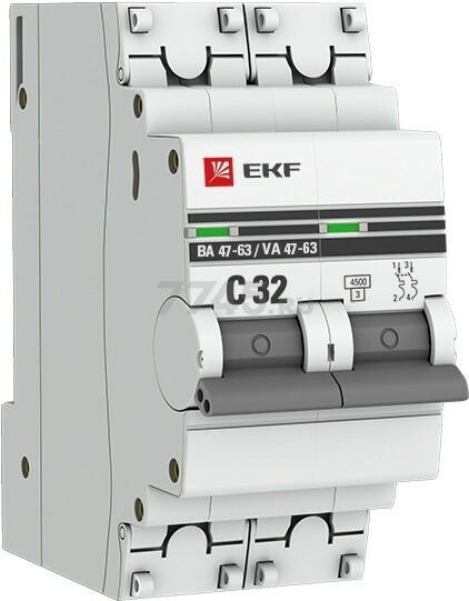 Автоматический выключатель EKF PROxima ВА 47-63 2P 32А C 4,5кA (mcb4763-2-32C-pro)