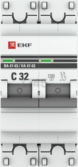 Автоматический выключатель EKF PROxima ВА 47-63 2P 32А C 4,5кA (mcb4763-2-32C-pro) - Фото 2