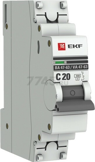 Автоматический выключатель EKF PROxima ВА 47-63 1P 20А C 4,5кA (mcb4763-1-20C-pro)