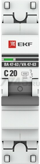 Автоматический выключатель EKF PROxima ВА 47-63 1P 20А C 4,5кA (mcb4763-1-20C-pro) - Фото 2