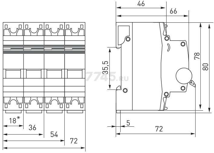 Автоматический выключатель EKF PROxima ВА 47-63 1P 20А C 4,5кA (mcb4763-1-20C-pro) - Фото 4