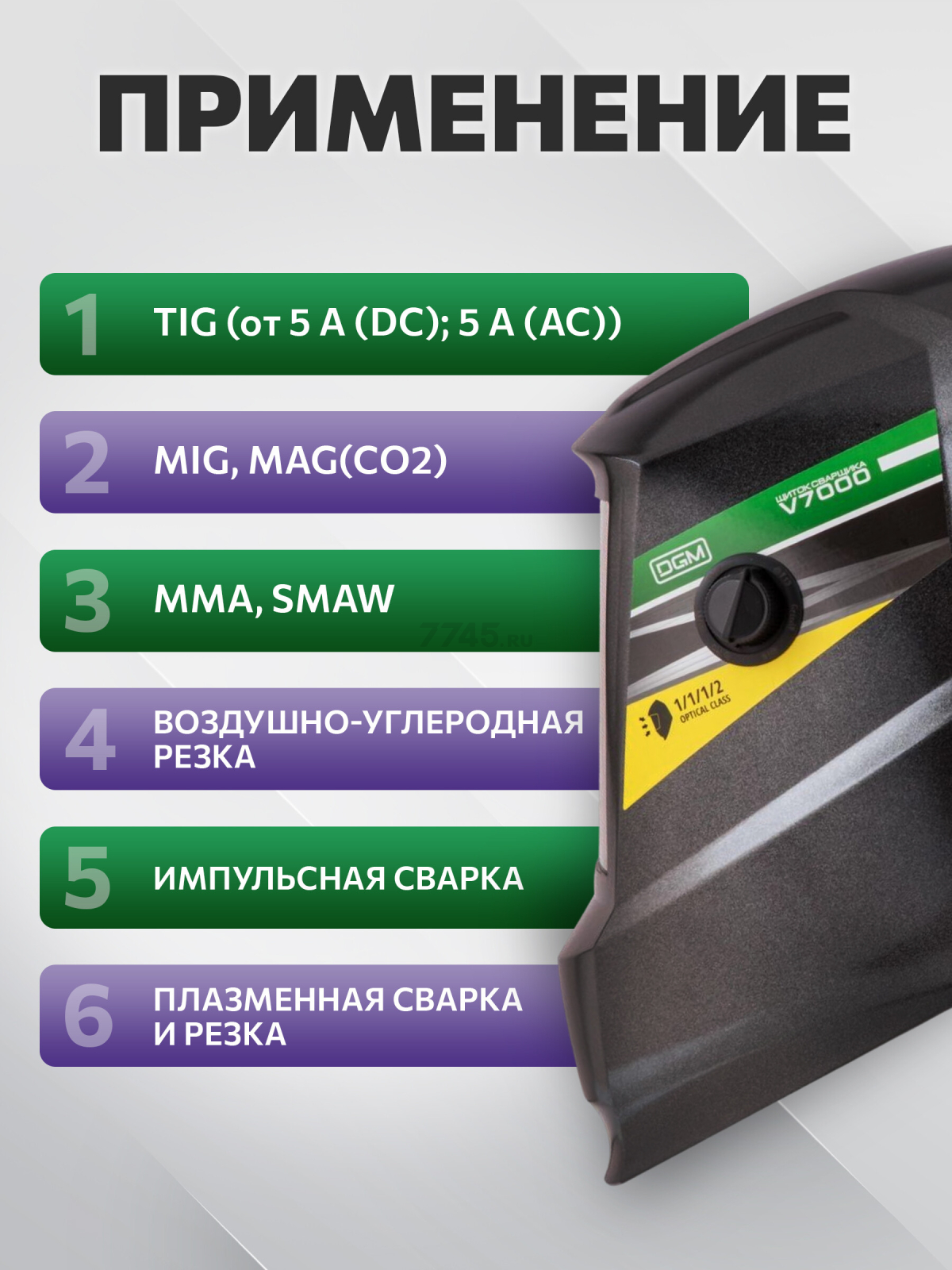 Маска сварочная хамелеон DGM V7000 черный (V7000BL1) - Фото 5