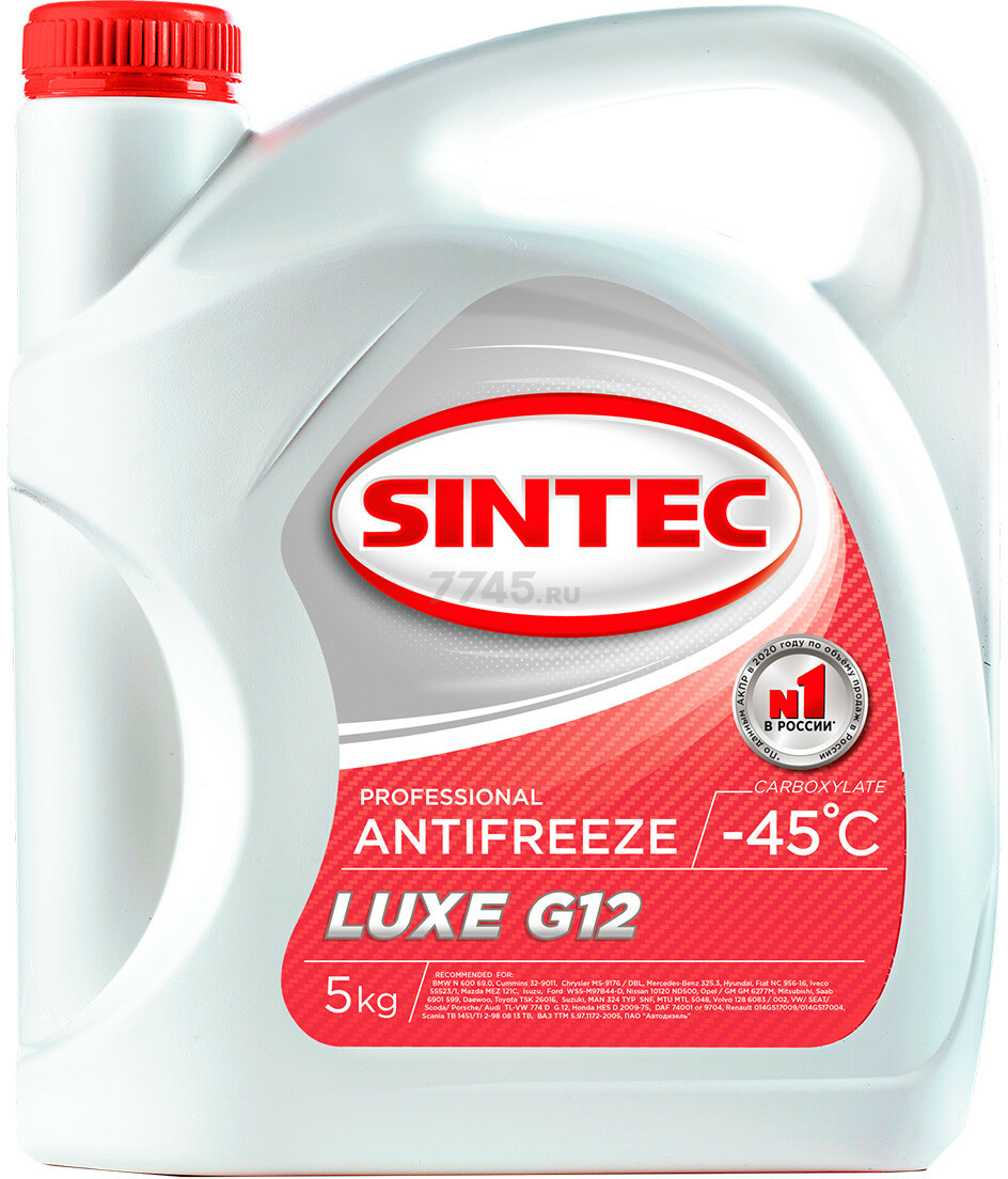 Антифриз G12 красный SINTEC Luxe 5 кг (613503)