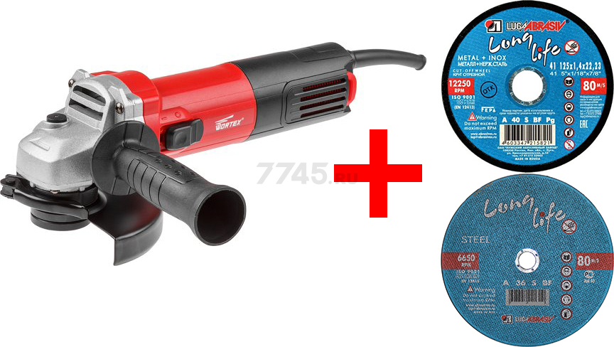 Шлифмашина угловая (болгарка) WORTEX AG 1208-1 (AG1208100019A2)