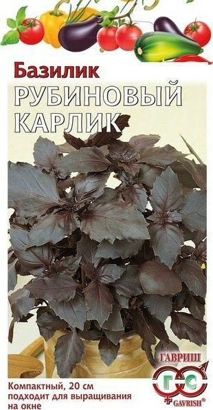 Семена базилика ГАВРИШ Овощая коллекция Рубиновый карлик 0,1 г