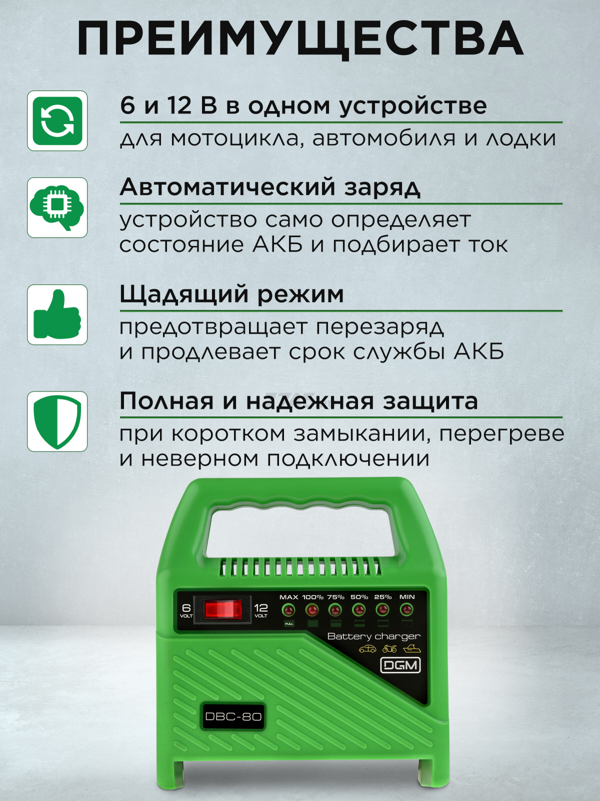 Устройство зарядное DGM DBC-80 - Фото 3