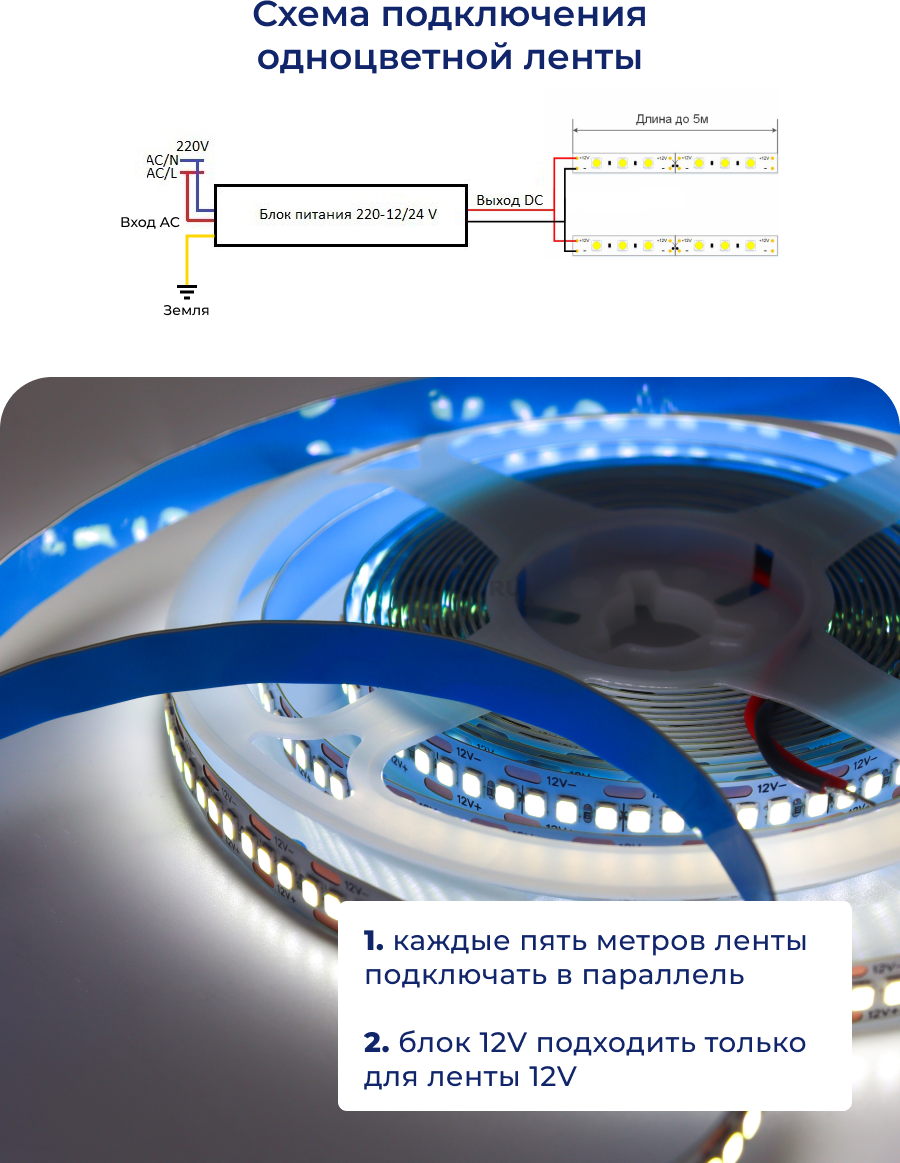 Лента светодиодная 2835 19,2 Вт/м 6000K IP20 24В 5м TRUENERGY (16508) - Фото 6