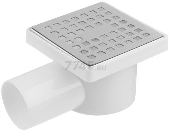 Трап с горизонтальным отводом D 50 с сухим затвором решетка нержавеющая сталь 100х100 мм AV ENGINEERING (AVE5010104) - Фото 8