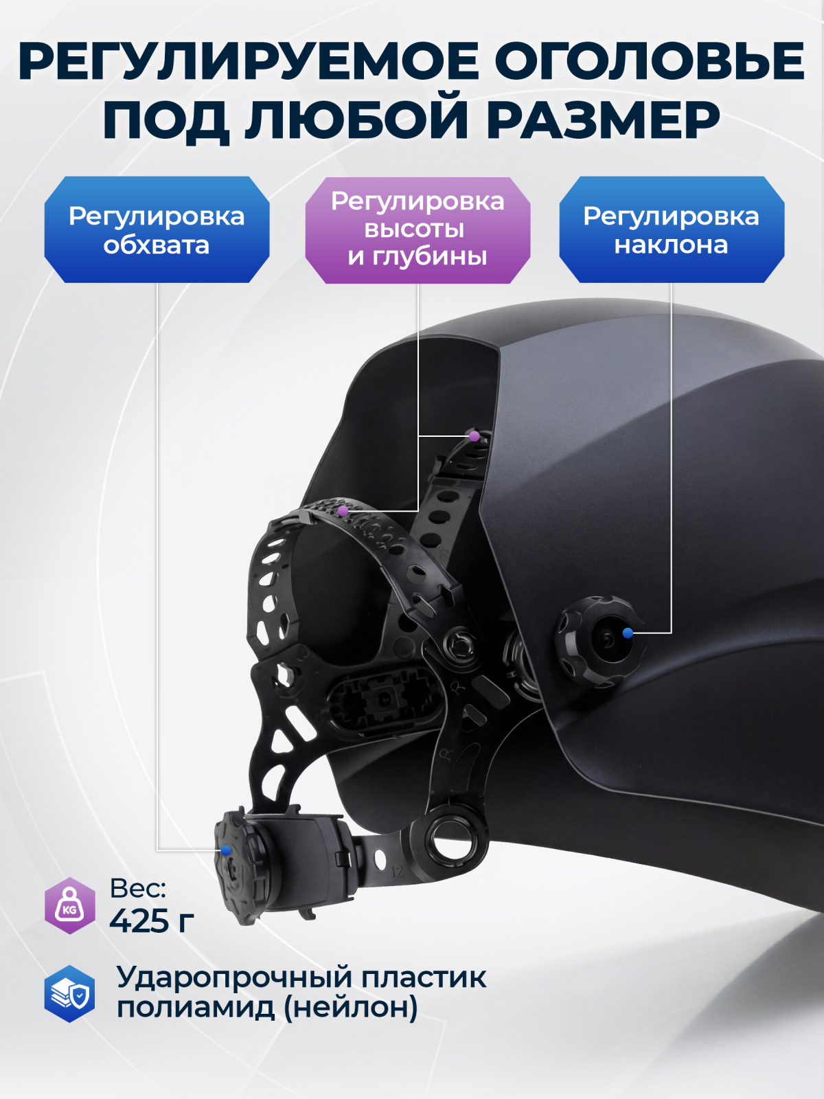 Маска сварочная хамелеон SOLARIS ASF440S черный (ASF440S.MBK) - Фото 3