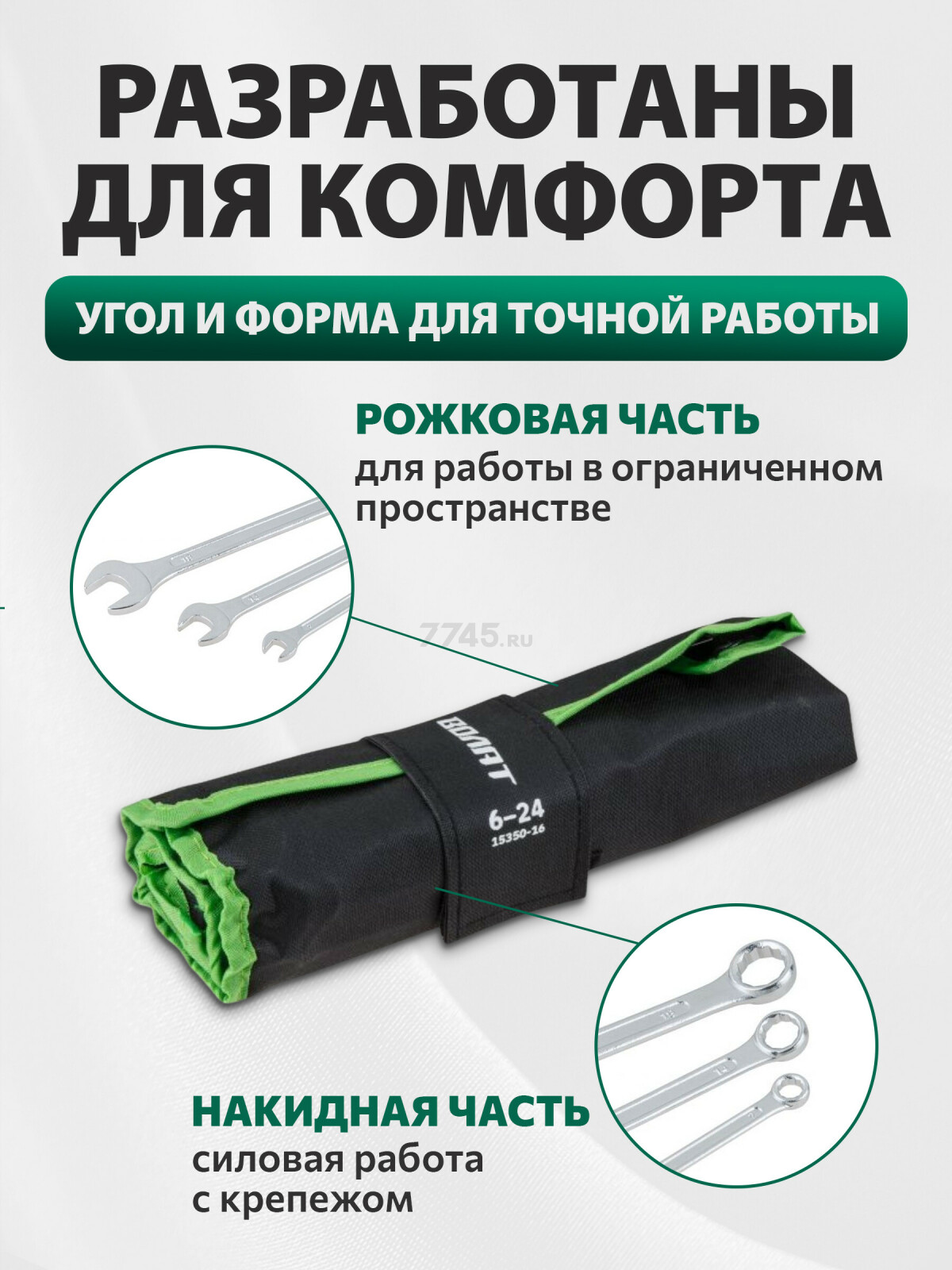 Набор ключей комбинированных 6-24 мм 16 предметов ВОЛАТ (15350-16) - Фото 3