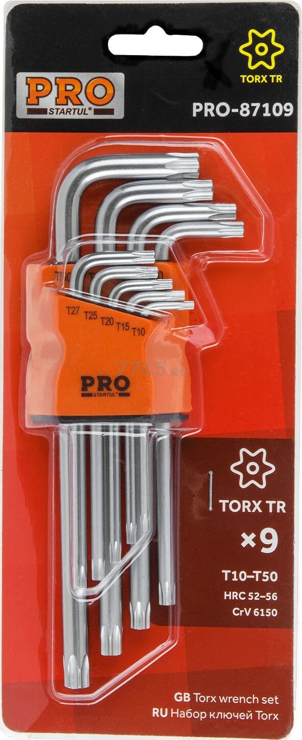 Набор ключей Torx T10H-T50H 9 предметов длинных PRO STARTUL (PRO-87109) - Фото 5