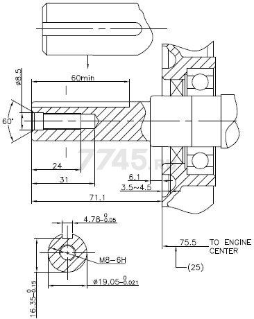 Двигатель 170F цилиндр 19 мм для мини-трактора FERMER FM-633M (806002n) - Фото 2
