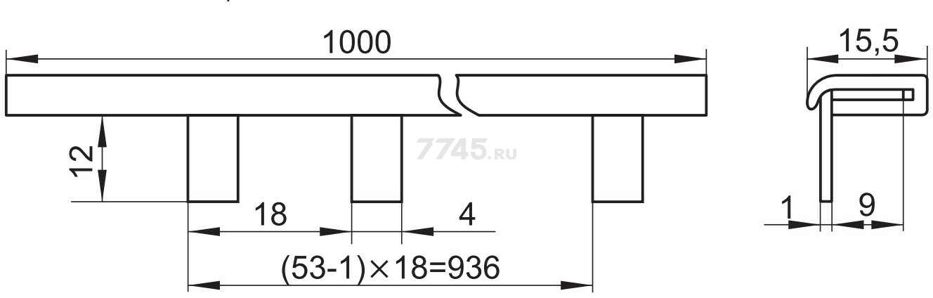 Шина соединительная 63А 1P Pin ЭРА 1000 мм (NO-222-03) - Фото 2