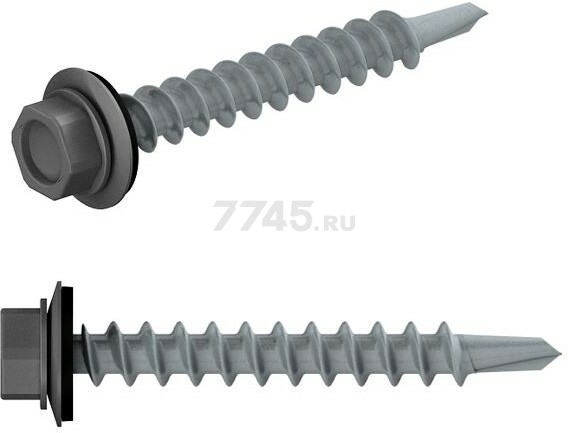 Саморез кровельный 4,8х19 мм цинк шайба с прокладкой PT3 RAL 7024 STARFIX 250 штук (SMC2-31607-250)