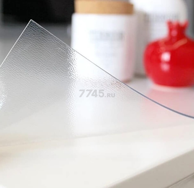 Клеенка столовая 0,8 х 20 м DEKORELLE прозрачная рифленая 0,8 мм (123R) - Фото 3