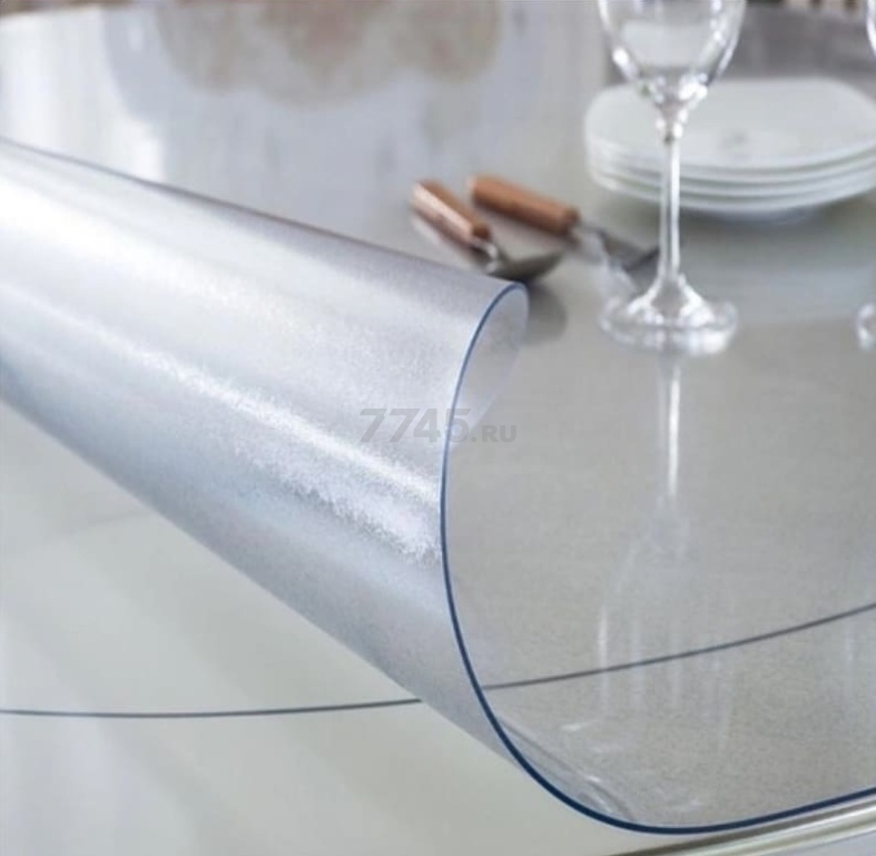 Клеенка столовая 0,8 х 20 м DEKORELLE прозрачная рифленая 0,8 мм (123R) - Фото 2