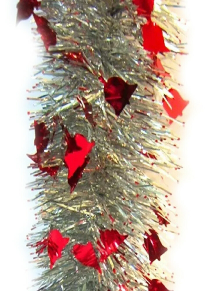 Мишура новогодняя МОРОЗКО Зимняя мелодия-1 9,5х200 см красный/серебро (М0613)