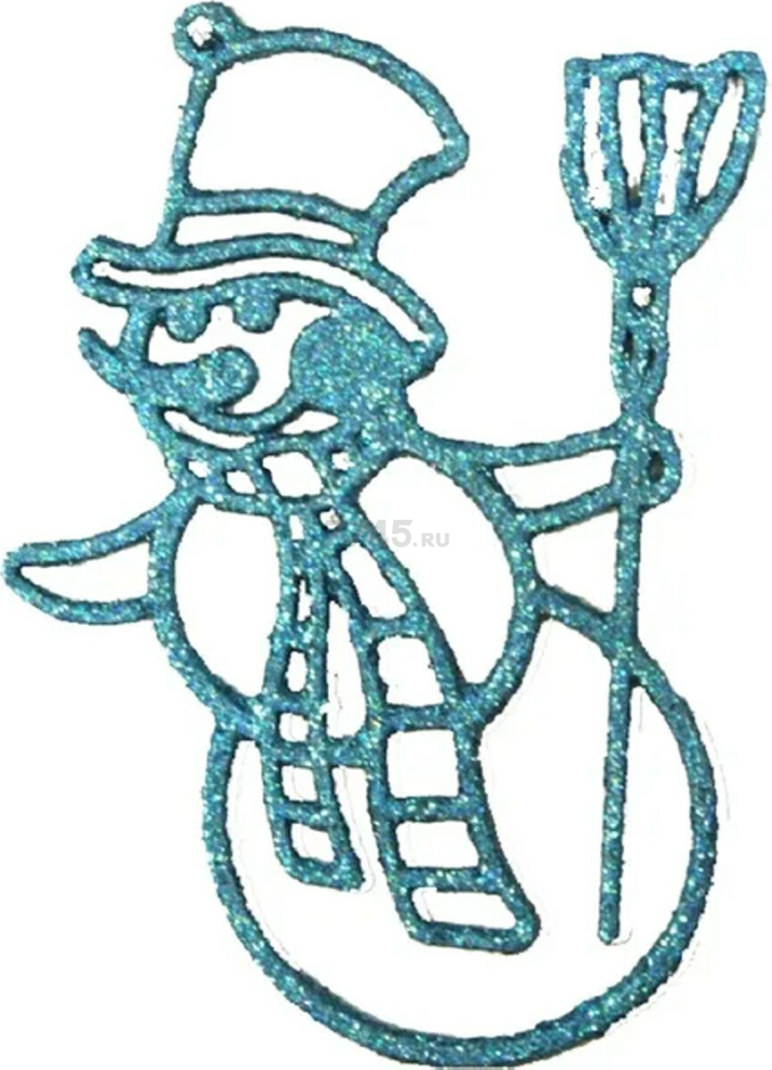 Игрушка елочная МОРОЗКО Снеговик 11х0,2х14 см голубой глиттер (ФГСН06)