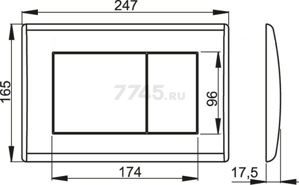 Кнопка смыва ALCAPLAST матовый хром (M272-BL-01) - Фото 2