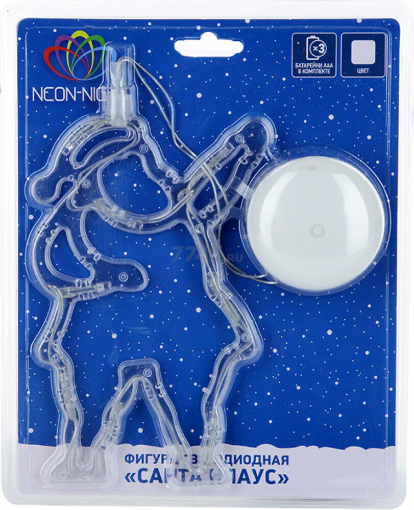 Фигура светодиодная NEON-NIGHT Санта-Клаус на присоске с подвесом 13х1х19 см 8 диодов белый (501-018) - Фото 8