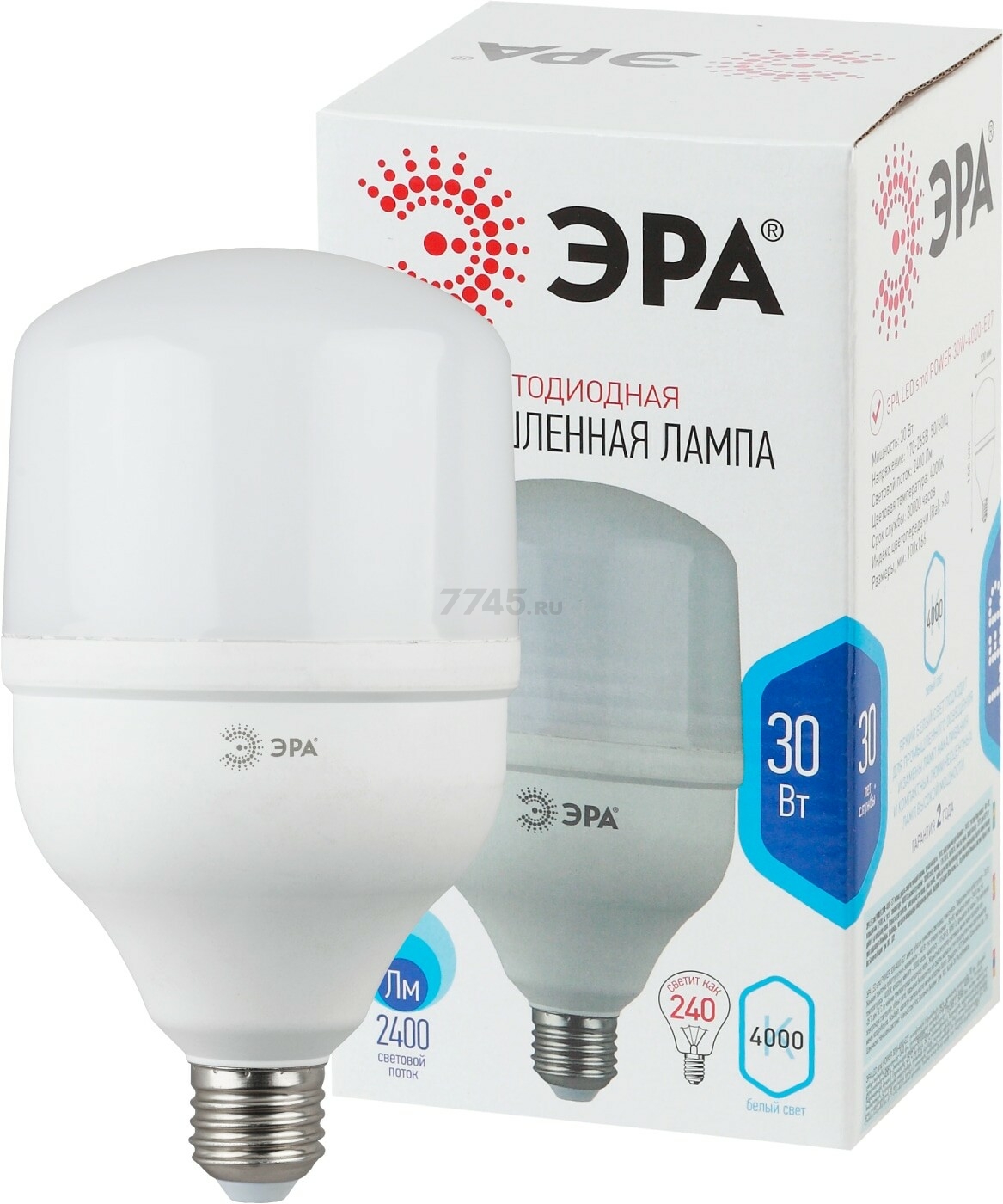 Лампа светодиодная промышленная E27 ЭРА STD LED POWER T100 30 Вт 4000К (Б0027003)