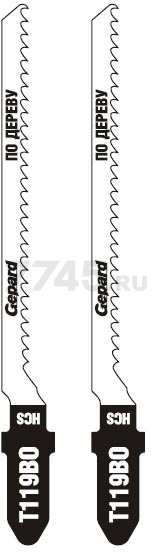 Пилка для электролобзика GEPARD по дереву T119BO 2 штуки (GP0620-12)