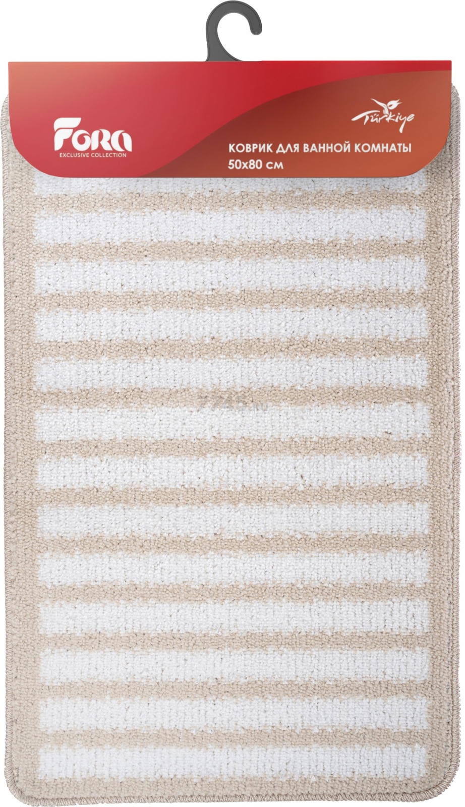 Коврик для ванной комнаты 50х80 см FORA Spiral бежевый (FOR-PP-SPL50-80NAT) - Фото 4