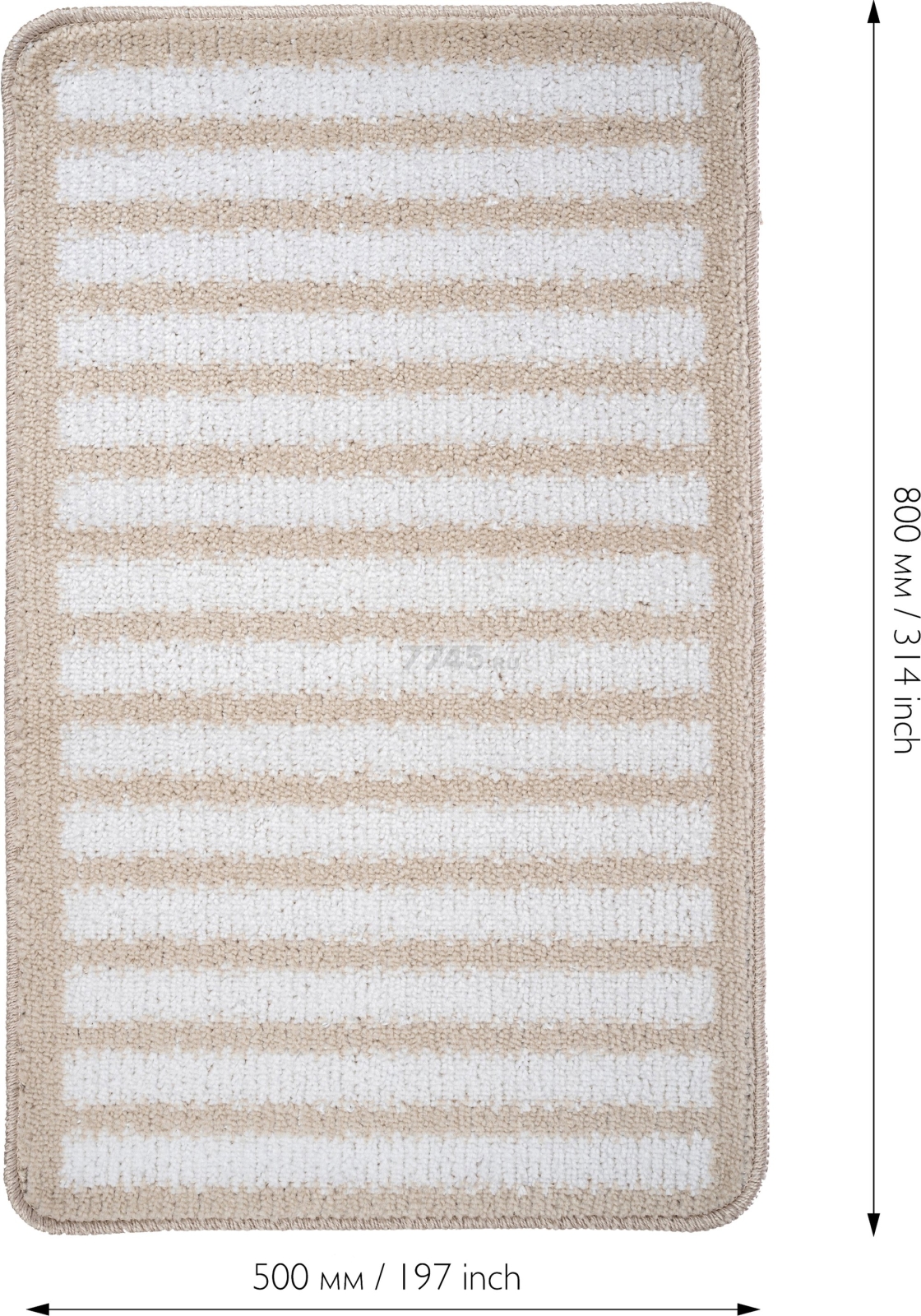 Коврик для ванной комнаты 50х80 см FORA Spiral бежевый (FOR-PP-SPL50-80NAT) - Фото 5