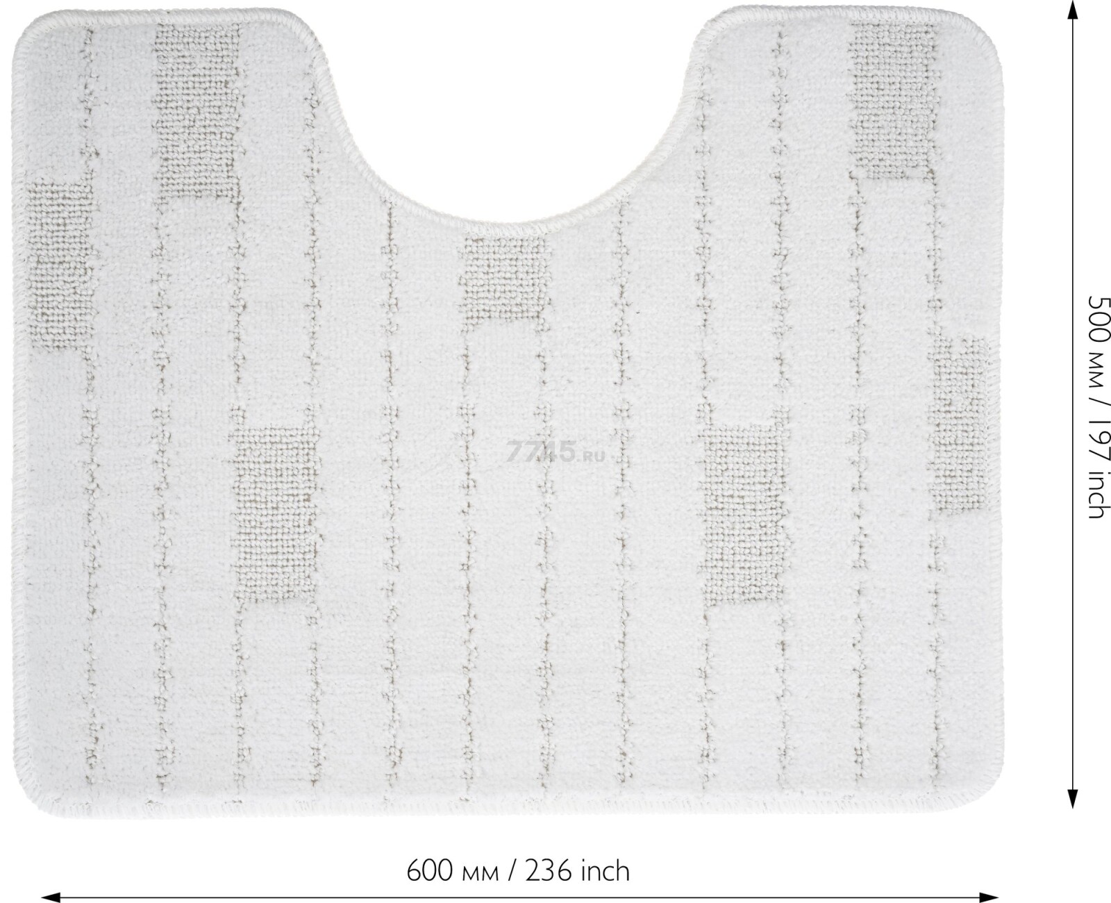 Коврик для ванной комнаты 50х60 см FORA Bricks белый (FOR-PP-BRK50-60W) - Фото 5