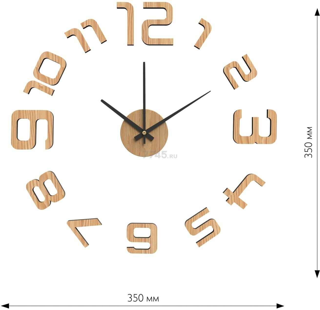 Часы-наклейка настенные кварцевые 35 см KLEBER светлое дерево (KLE-CL208) - Фото 2