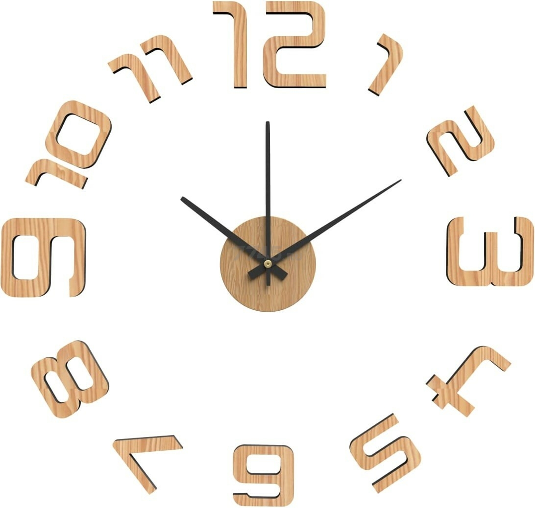 Часы-наклейка настенные кварцевые 35 см KLEBER светлое дерево (KLE-CL208)