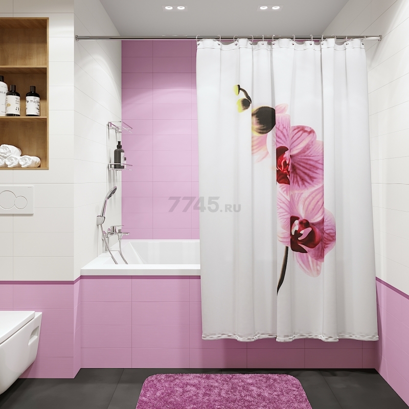 Штора для ванной комнаты 180x200 FORA Орхидея (PH06) - Фото 3