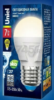 Лампа светодиодная E27 UNIEL G45 7 Вт 3000K (UL-00002420) - Фото 2