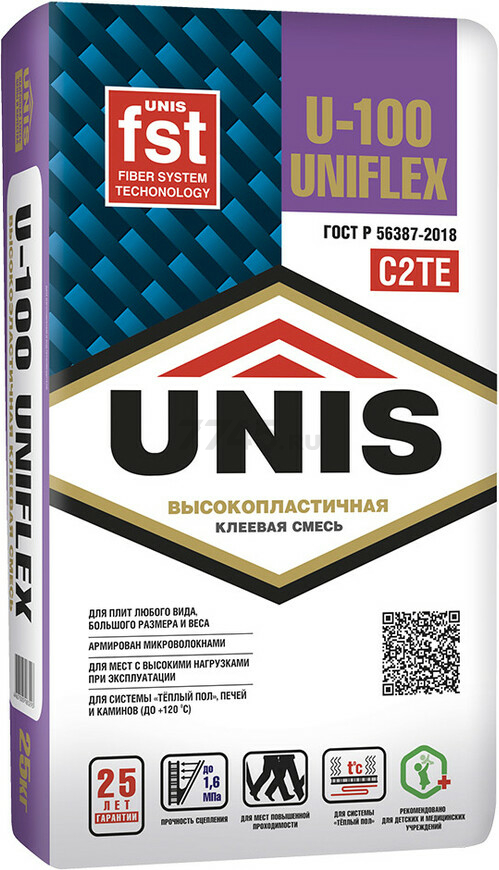 Клей для плитки UNIS UniFlex U-100 25 кг - Фото 2