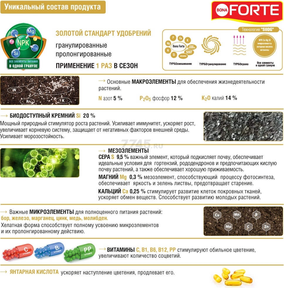 Удобрение минеральное BONA FORTE Для гортензий и рододендронов с биодоступным кремнием 2,5 кг (BF23010991) - Фото 4