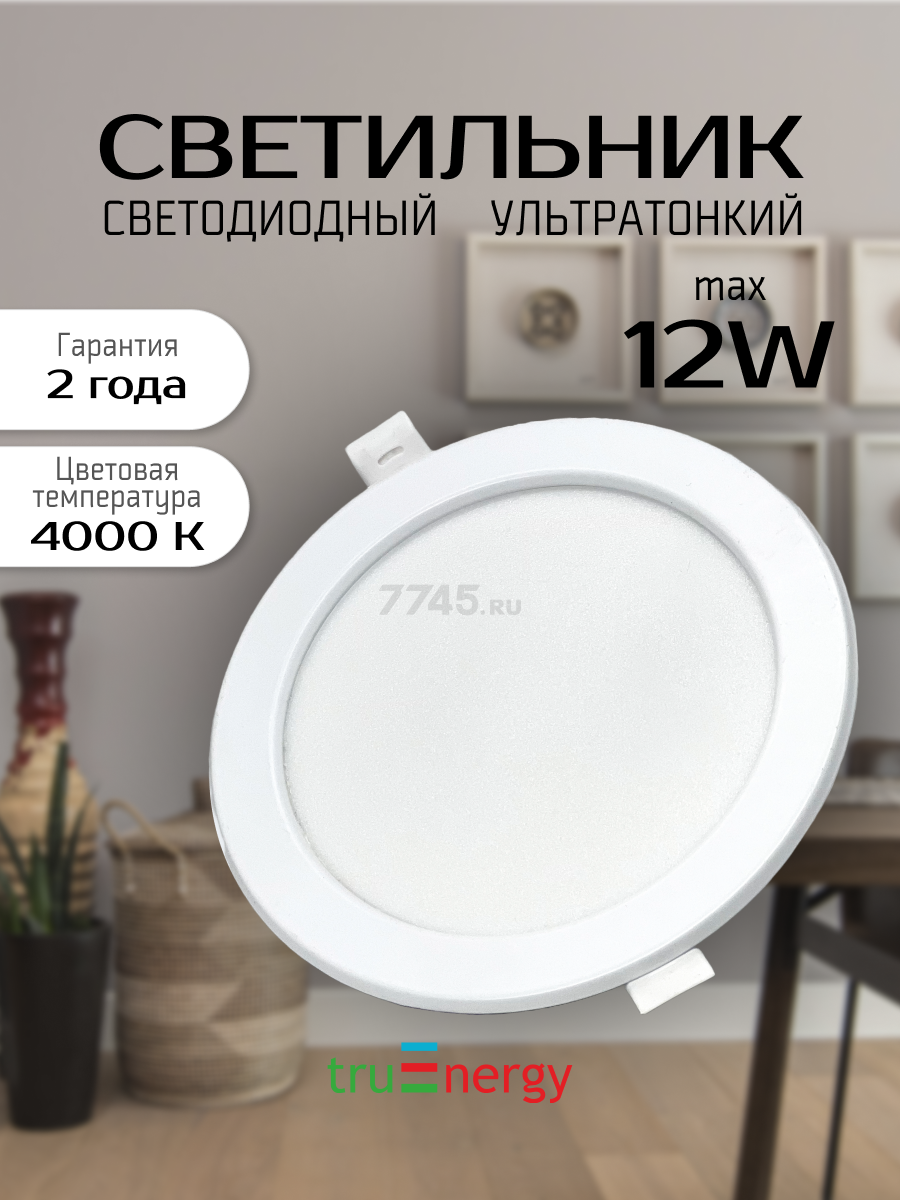 Светильник точечный светодиодный 12 Вт 4000К TRUENERGY Slim Iron Круг (10034)