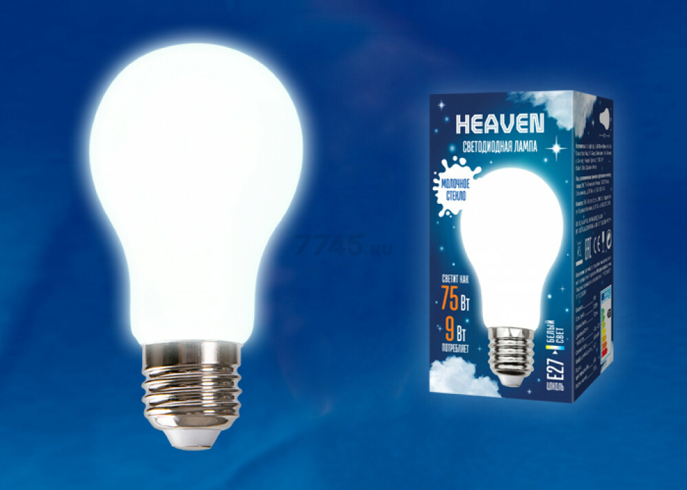 Лампа светодиодная E27 UNIEL Heaven A60 9 Вт 4000K (UL-00004842) - Фото 2