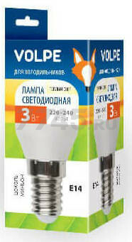 Лампа светодиодная для холодильников E14 VOLPE 3 Вт 3000К (UL-00000178) - Фото 2
