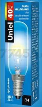 Лампа накаливания для холодильников и вытяжек E14 UNIEL 40 Вт (UL-00005663) - Фото 2