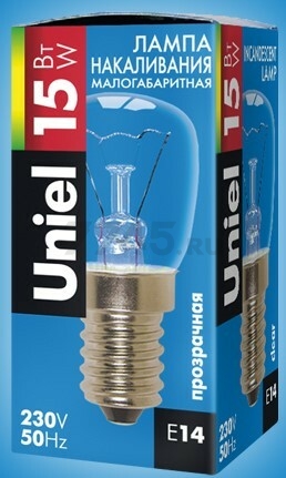 Лампа накаливания для холодильников E14 UNIEL 15 Вт (01854) - Фото 2