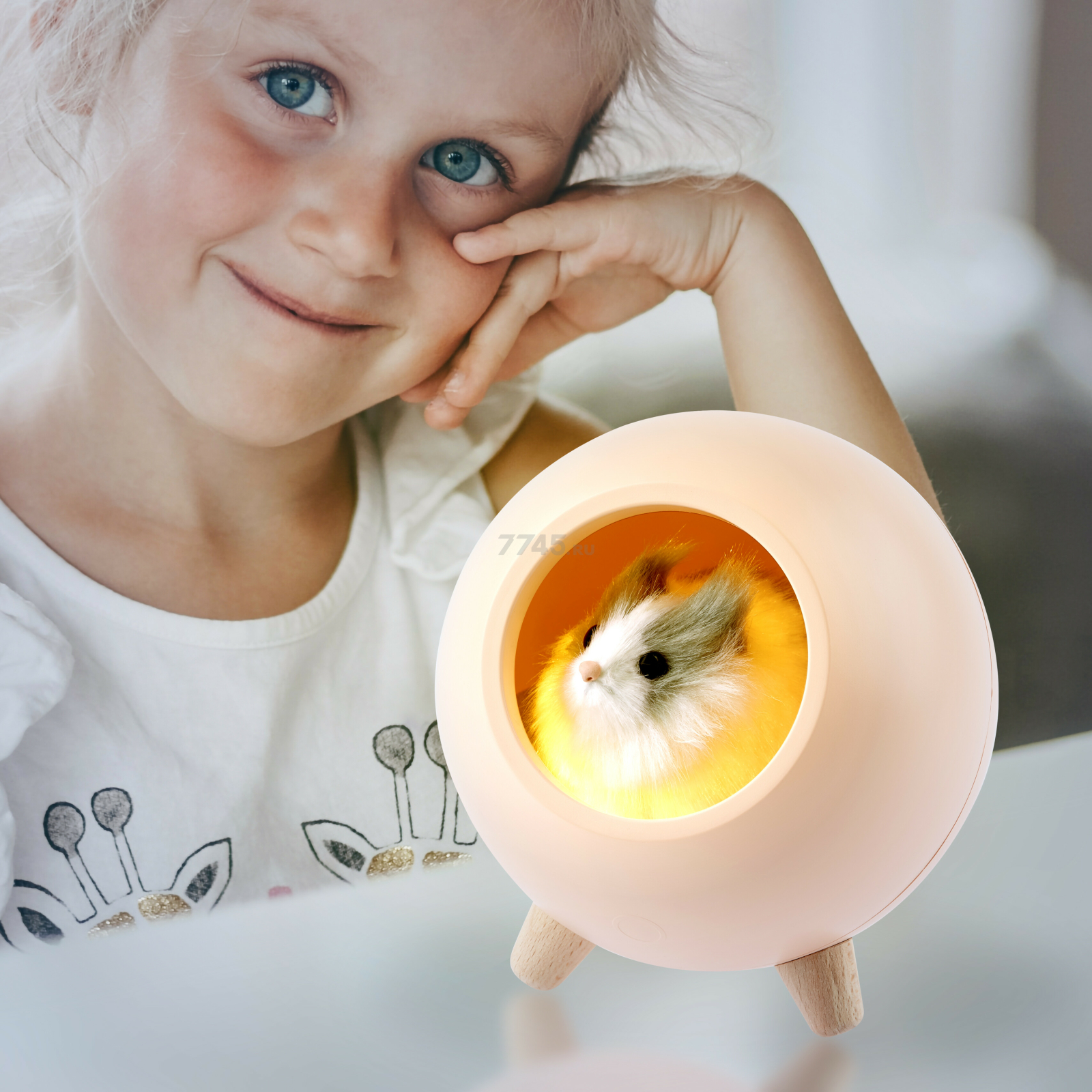 Ночник детский светодиодный ЭРА Хомяк NLED-468-1W-P розовый - Фото 12