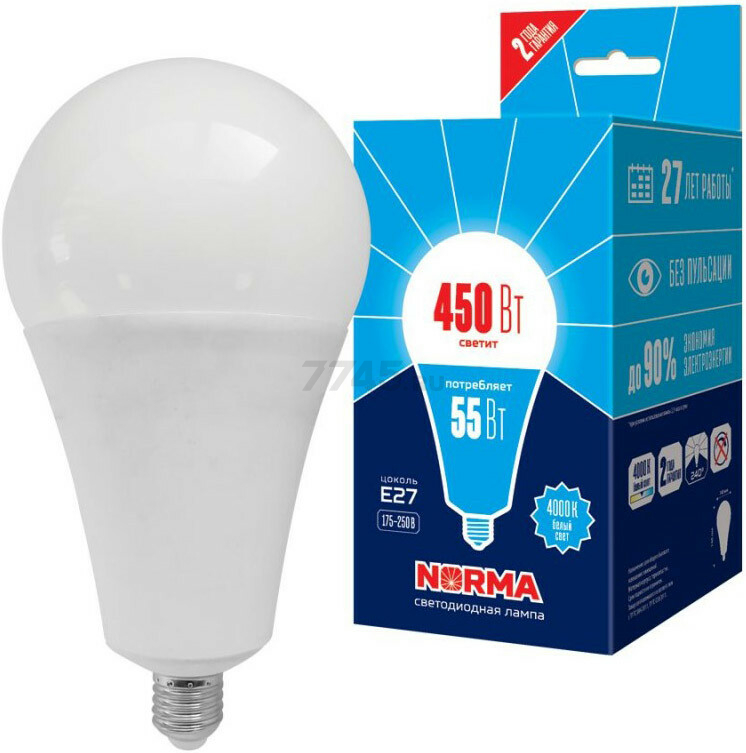 Лампа светодиодная E27 VOLPE Norma A140 55 Вт 4000K (UL-00005614)