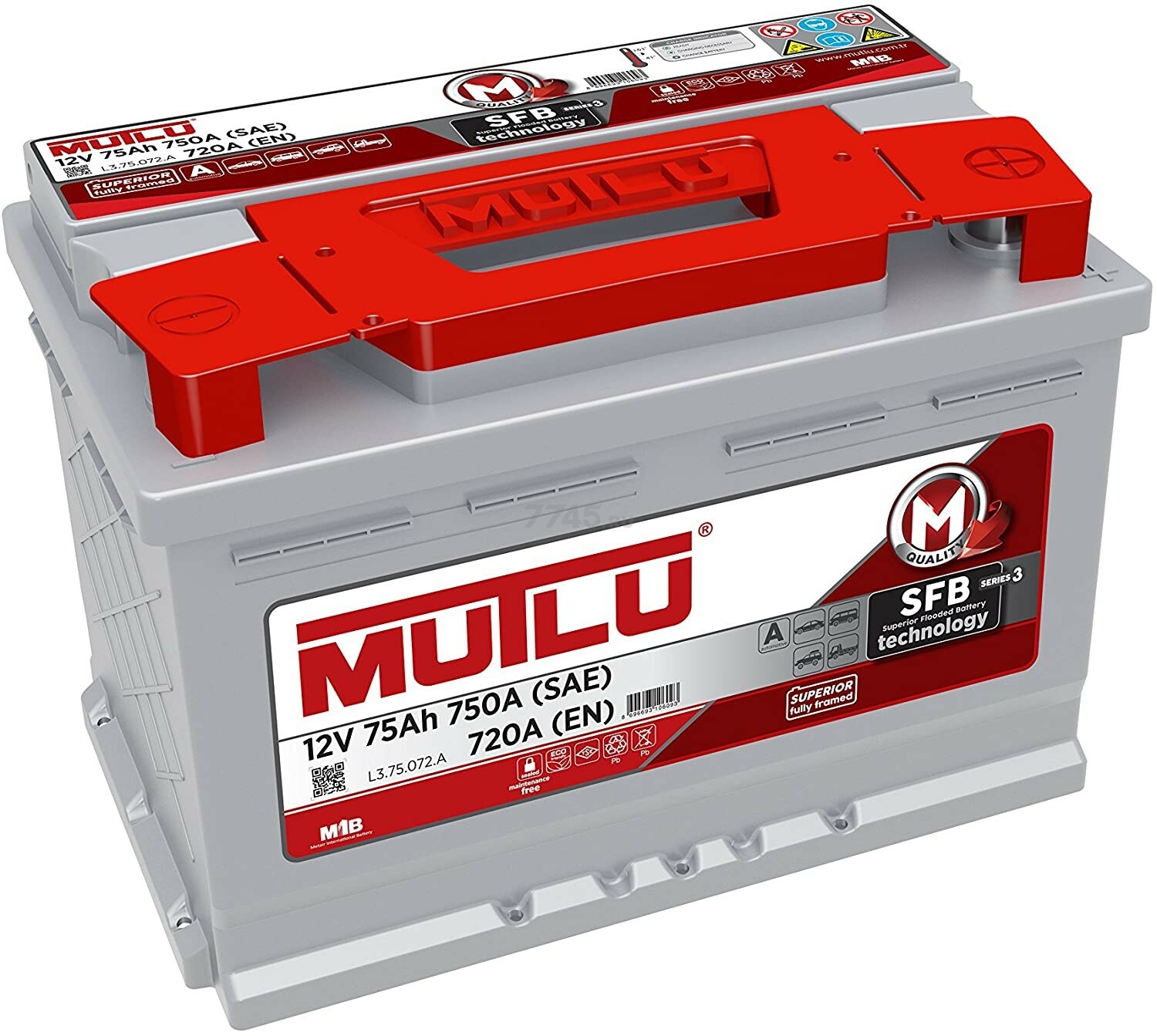 Аккумулятор автомобильный MUTLU SFB 75 EN720A (lb3.75.072.a)