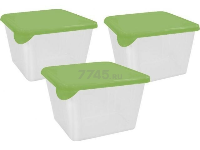 Набор контейнеров для пищевых продуктов SUGAR&SPICE квадратные 0,45 л 3 штуки фисташка (SE103912050)