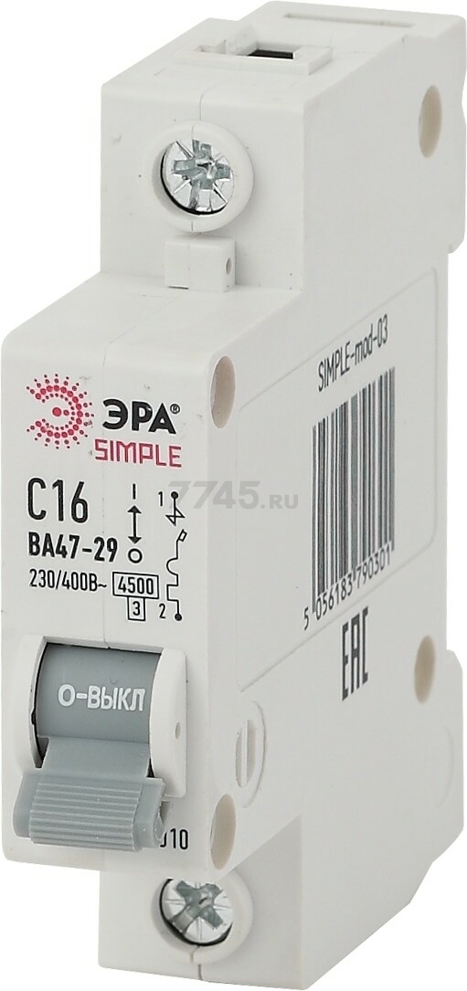 Автоматический выключатель ЭРА Simple BA47-29 1P 40А C 4,5кА