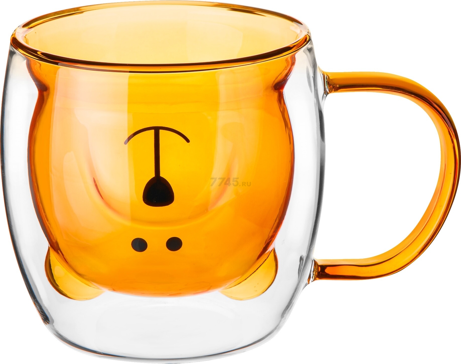 Кружка стеклянная PERFECTO LINEA Bear с двойными стенками 250 мл оранжевая (30-125203) - Фото 5