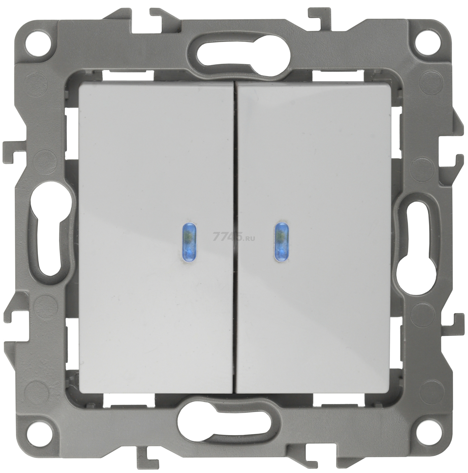 Выключатель двухклавишный скрытый с подсветкой ЭРА 12 белый (12-1105-01)