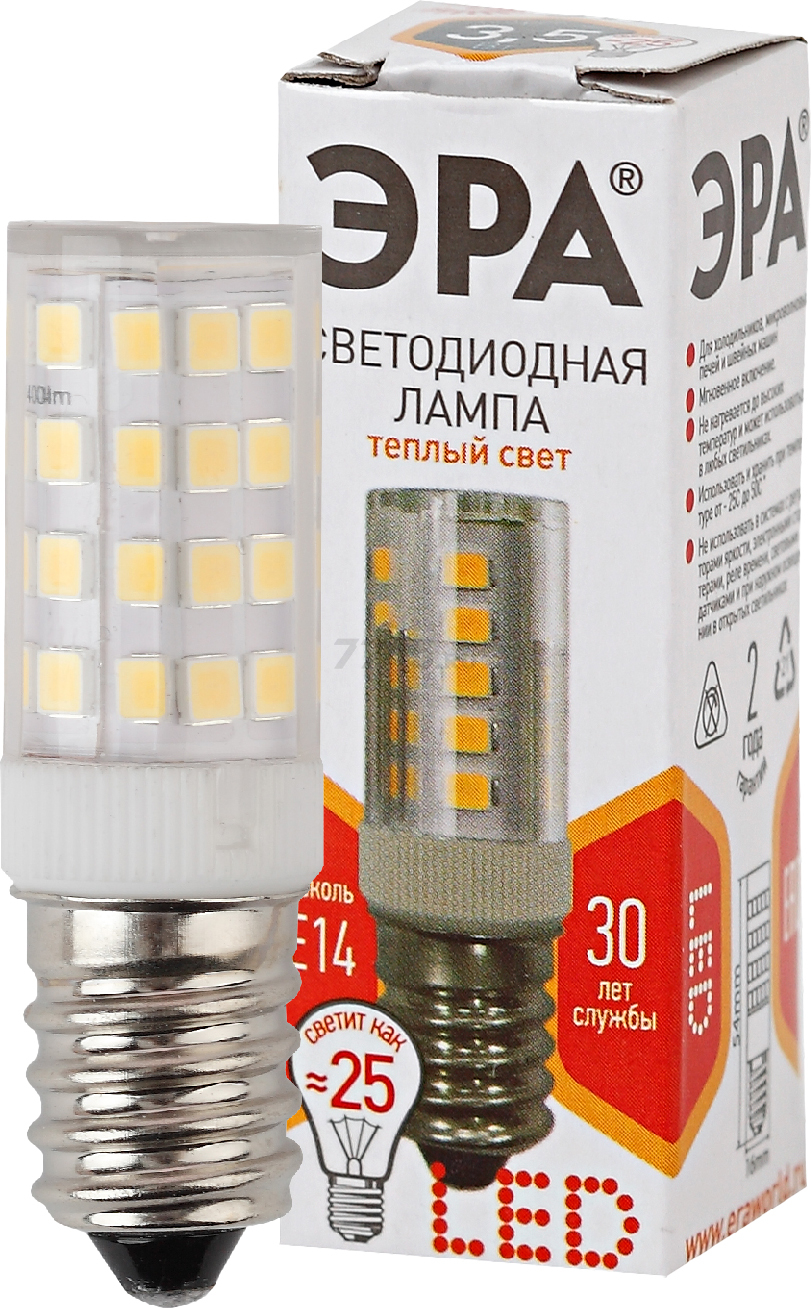 Лампа светодиодная E14 ЭРА Стандарт T25 3,5 Вт 2700K - Фото 2