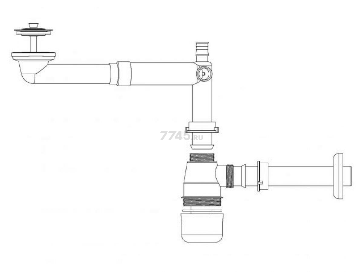 Сифон для умывальника выпуск 64 мм литой телескопическая труба 1 1/4" 32 мм BAKIMAY (0302003060) - Фото 2