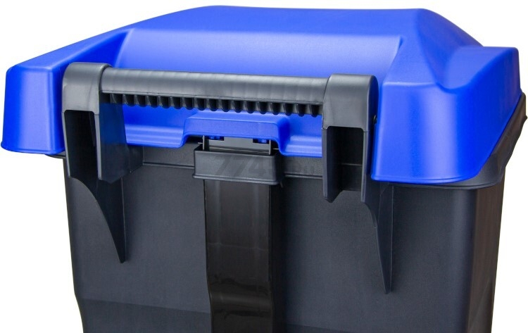 Контейнер для мусора пластиковый с педалью IDEA 60 л черный/синий (М2398) - Фото 3